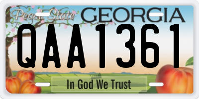 GA license plate QAA1361