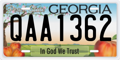 GA license plate QAA1362