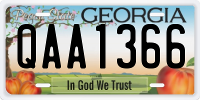 GA license plate QAA1366
