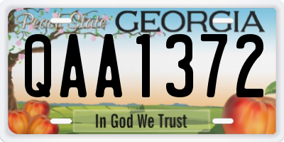 GA license plate QAA1372