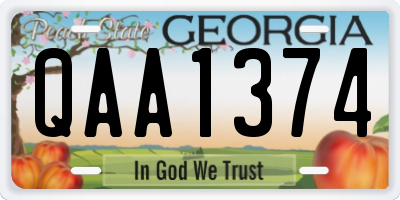 GA license plate QAA1374