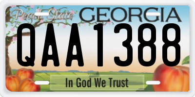 GA license plate QAA1388