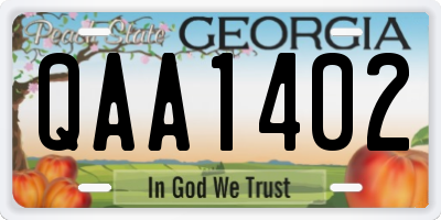 GA license plate QAA1402
