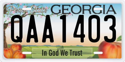GA license plate QAA1403