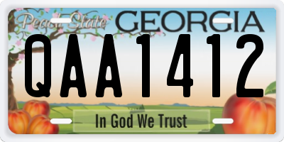 GA license plate QAA1412