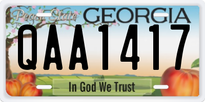 GA license plate QAA1417