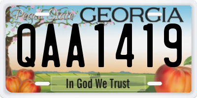 GA license plate QAA1419