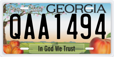 GA license plate QAA1494