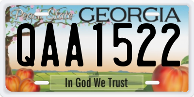 GA license plate QAA1522