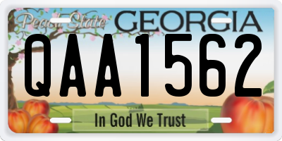GA license plate QAA1562