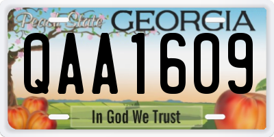 GA license plate QAA1609