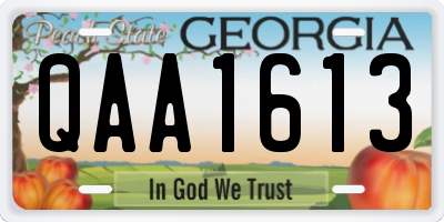 GA license plate QAA1613
