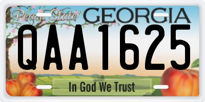 GA license plate QAA1625