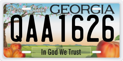 GA license plate QAA1626