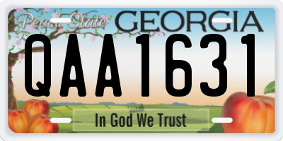 GA license plate QAA1631