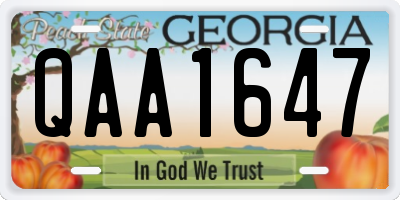 GA license plate QAA1647