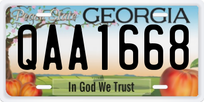 GA license plate QAA1668
