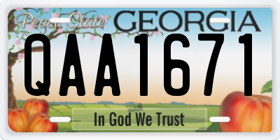 GA license plate QAA1671