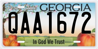 GA license plate QAA1672