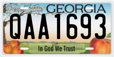 GA license plate QAA1693