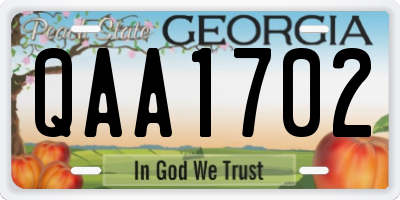 GA license plate QAA1702