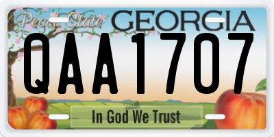GA license plate QAA1707