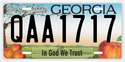 GA license plate QAA1717