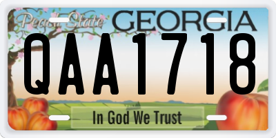GA license plate QAA1718