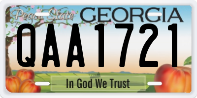 GA license plate QAA1721