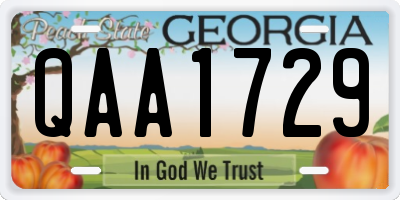 GA license plate QAA1729