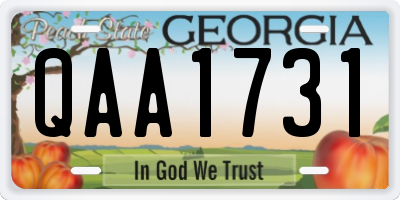 GA license plate QAA1731