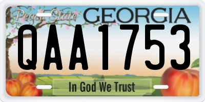 GA license plate QAA1753