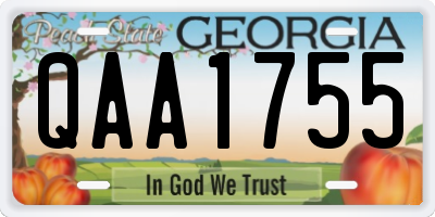 GA license plate QAA1755