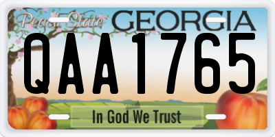 GA license plate QAA1765