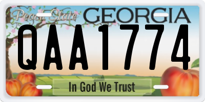 GA license plate QAA1774