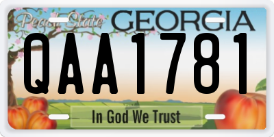 GA license plate QAA1781
