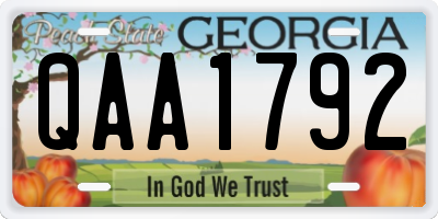 GA license plate QAA1792