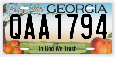 GA license plate QAA1794