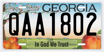 GA license plate QAA1802