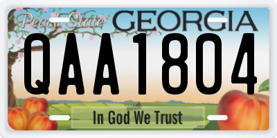 GA license plate QAA1804