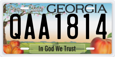 GA license plate QAA1814