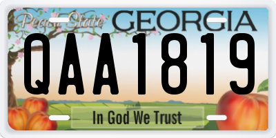 GA license plate QAA1819