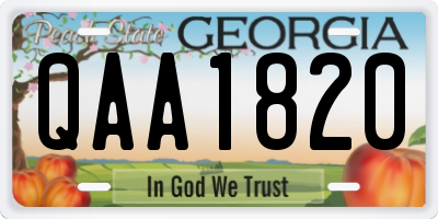 GA license plate QAA1820