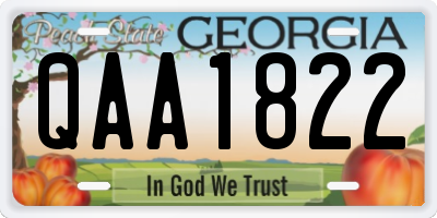 GA license plate QAA1822