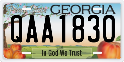 GA license plate QAA1830