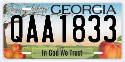 GA license plate QAA1833