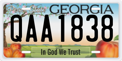 GA license plate QAA1838