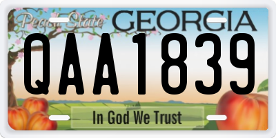GA license plate QAA1839