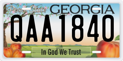 GA license plate QAA1840