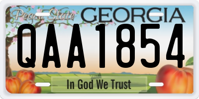 GA license plate QAA1854